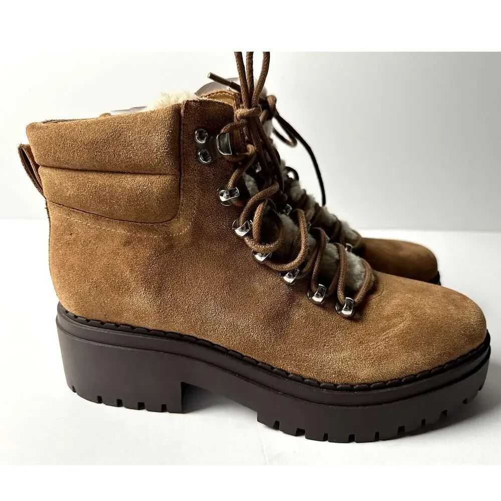Marc Fisher NWT Nairy Hiking Boot Medium Brown Lug Sole Women Size 8M Outdoor